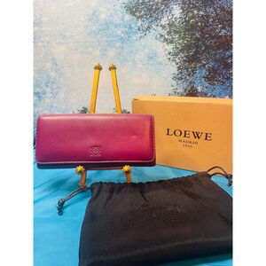 Loewe Magenta & Black Leather Wallet One Size with Blue Tassel EUC Box & Dusty